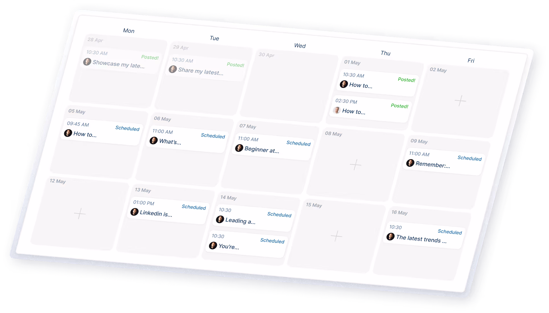 Product-style workspace showing LinkedIn content and growth tools.